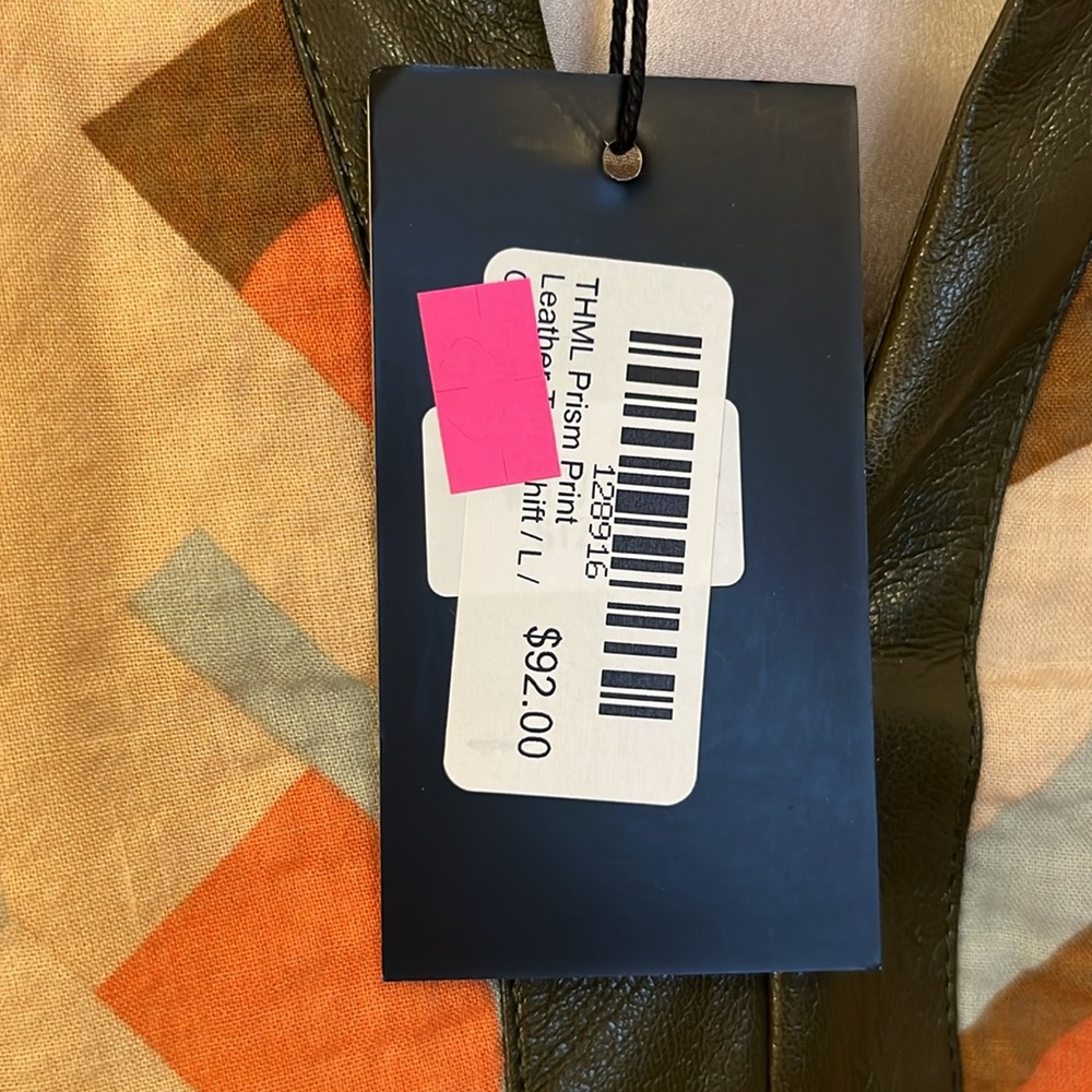THML Prism Print Leather Trim Shift Dress, NWT - Large - Picture 8 of 9